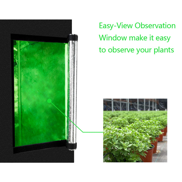 60 x 60 x 120cm Home Use Dismountable Hydroponic Plant Growing Tent with Window Green & Black