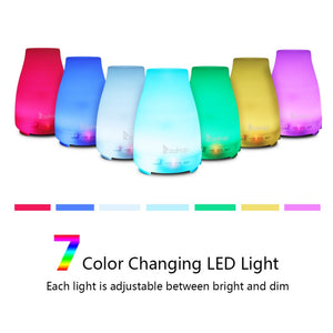 US Plug 110V 200ML RGB 7 Colorful Lights Essential Oil Aroma Diffuser with White Controller for Home Yoga Office Spa Bedroom